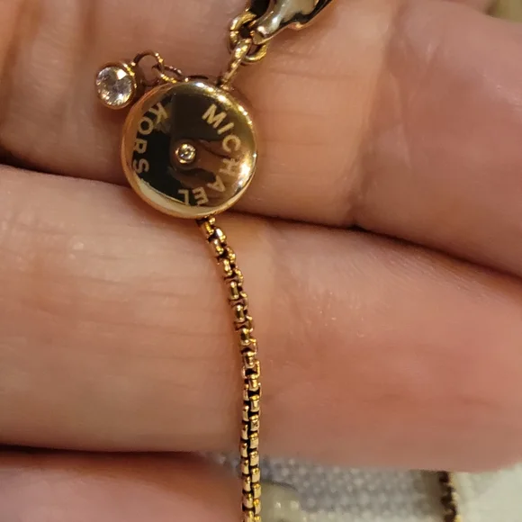 Michael Kors Rose Gold Bar Necklace with Clear Teardrop Crystal - Picture 3 of 5